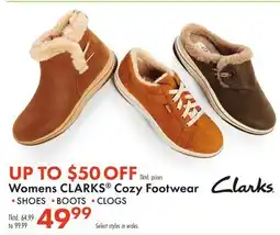 Boscov's Womens CLARKS Cozy Footwear offer