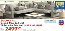 Boscov's Quinn 3-Piece Sectional Triple Recline Sofa with HEAT & MASSAGE offer