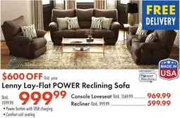 Boscov's Lenny Lay-Flat POWER Reclining Sofa offer