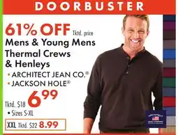 Boscov's Mens & Young Mens Thermal Crews & Henleys offer