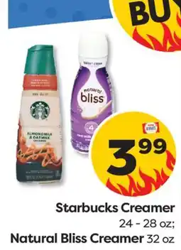 Weis Markets Starbucks Creamer 24 - 28 oz Natural Bliss Creamer 32 oz offer