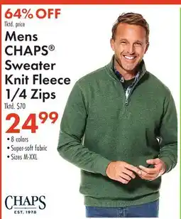 Boscov's Mens CHAPS Sweater Knit Fleece 1/4 Zips offer