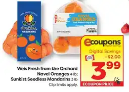 Weis Markets Weis Fresh from the Orchard Navel Oranges 4 lb Sunkist Seedless Mandarins 3 lb offer