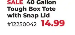Runnings 40 Gallon Tough Box Tote with Snap Lid offer