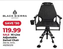 Runnings Black Sierra Hi-Line Adjustable Swivel Chair offer