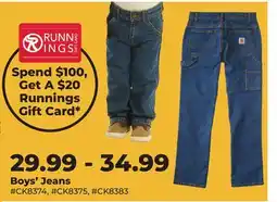 Runnings Carhartt Boys' Jeans offer