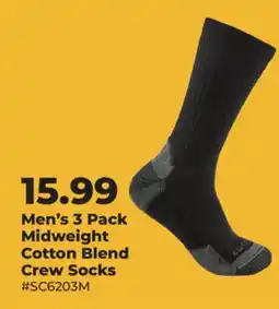 Runnings Men's 3 Pack Midweight Cotton Blend Crew Socks offer