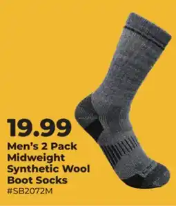 Runnings Carhartt Men's 2 Pack Midweight Synthetic Wool Boot Socks offer