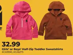 Runnings Carhartt Girls' or Boys' Half-Zip Toddler Sweatshirts offer