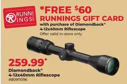 Runnings Vortex Diamondback 4-12x40mm Riflescope offer