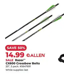Runnings Allen Razor CX600 Crossbow Bolts offer