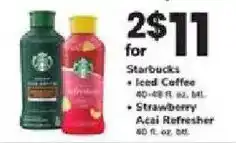 ACME Starbucks iced coffee or strawberry acai refresher offer