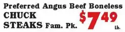 Foodland Preferred angus beef boneless chuck steaks offer