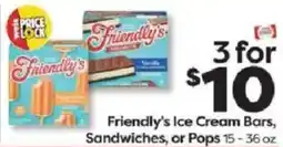 Weis Markets Friendly's Ice Cream Bars, Sandwiches, or Pops offer