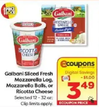 Galbani Sliced Fresh Mozzarella Log, Mozzarella Balls, or Ricotta Cheese