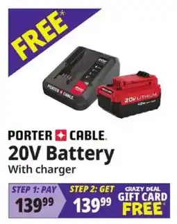 Ocean State Job Lot Porter cable 20v battery with charger offer