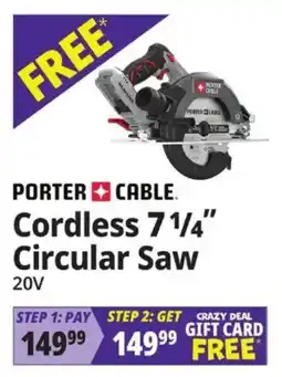 Ocean State Job Lot Porter cable cordless 7 1/4" circular saw offer