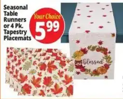 Ocean State Job Lot Seasonal Table Runners or 4 Pk. Tapestry Placemats offer
