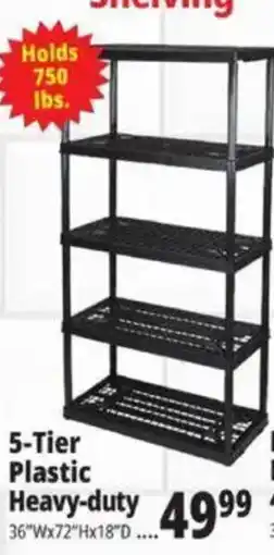 Ocean State Job Lot 5-tier plastic heavy-duty shelving offer