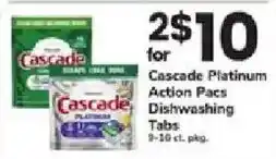 ACME Cascade Platinum Action Pacs Dishwashing Tabs offer