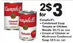 ACME Campbell's Condensed Soup Tomato or Chicken Noodle or Cream of Chicken or Mushroom Condensed offer
