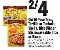 Old El Paso Taco, Tortilla or Toastada Shells, Rice Mix or Microwaveable Rice or Beans
