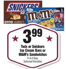 Sentry Twix or Snickers Ice Cream Bars or M&M's Sandwiches offer