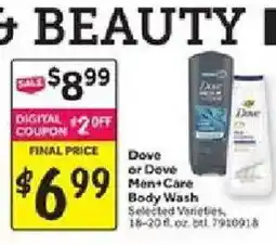 Stop&Shop Dove or Dove Men+Care Body Wash offer