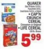 C Town Quaker Cap'n Crunch Cereal or Life Cereal offer
