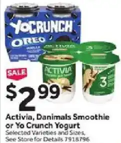 Stop&Shop Activia, Danimals Smoothie or Yo Crunch Yogurt offer