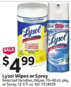 Stop&Shop Lysol Wipes or Spray offer