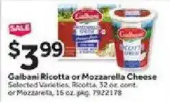 Stop&Shop Galbani Ricotta or Mozzarella Cheese offer