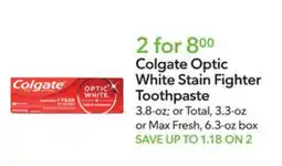 Publix Colgate Optic White Stain Fighter Toothpaste offer