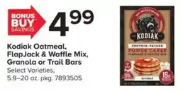 GIANT Kodiak oatmeal, flapjack & waffle mix, granola or trail bars offer