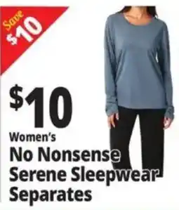 Ocean State Job Lot Women's No Nonsense Serene Sleepwear Separates offer