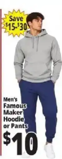 Ocean State Job Lot Men's Famous Maker Hoodie or Pants offer