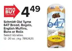 GIANT Schmidt Old Tyme 647 Bread, Bagels, English Muffins, Buns or Rolls offer