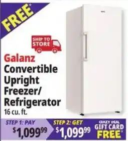 Ocean State Job Lot Galanz convertible upright freezer/refrigerator offer