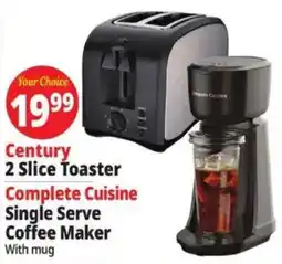 Ocean State Job Lot Century 2 Slice Toaster Complete Cuisine Single Serve Coffee Maker With mug offer