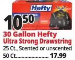 Ocean State Job Lot Hefty 30 gallon ultra strong drawstring offer