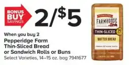 GIANT Pepperidge Farm Thin-Sliced Bread or Sandwich Rolls or Buns offer