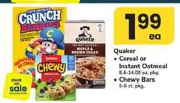 Safeway Quaker Cereal or Instant Oatmeal / Chewy Bars offer