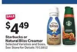 Stop&Shop Starbucks or Natural Bliss Creamer offer