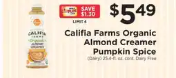 ShopRite Califia Farms Organic Almond Creamer Pumpkin Spice offer