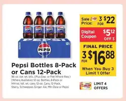 ShopRite Pepsi Bottles 8-Pack or Cans 12-Pack offer