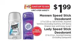 ShopRite Mennen Speed Stick Deodorant / Lady Speed Stick Deodorant offer