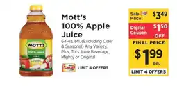 ShopRite Mott's 100% Apple Juice offer