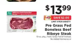 ShopRite Pre Grass Fed Boneless Beef Ribeye Steak offer