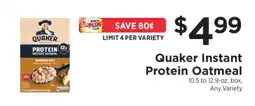 ShopRite Quaker Instant Protein Oatmeal offer