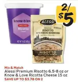 Winn Dixie Alessi Premium Risotto or Know & Love Ricotta Cheese offer